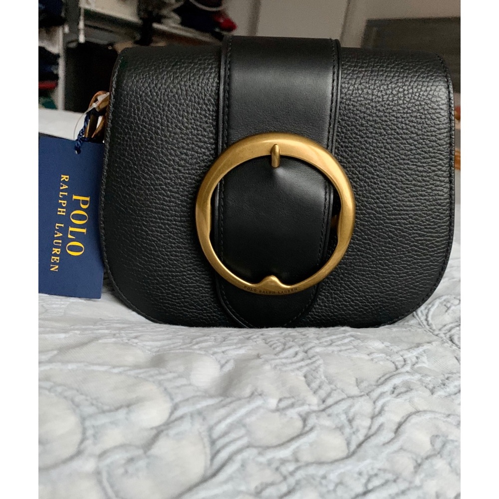 NWT Polo Ralph Lauren Black Saddle Bag